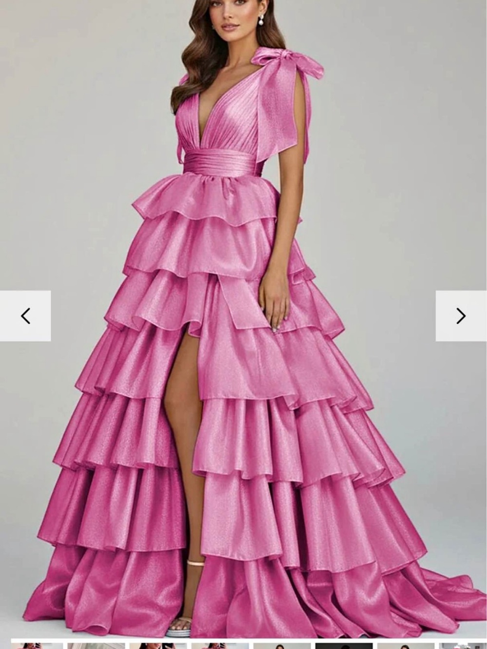 Sherri Hill Pink Tiered Ruffle Prom Dress - Picture 2 of 3